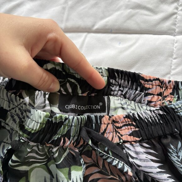 Womens Wide Leg Floral Tropical Beach Summer Cover Up Flowy Drawstring Green - Picture 6 of 10